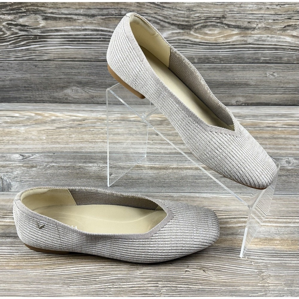 VIVAIA Margot 2.0 Square Toe Flats Beige Knit EU40 US 9.5 Minimalist Luxury Chic